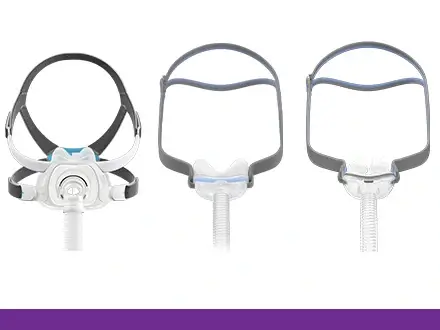 Sortiment an minimalistischen CPAP-Masken zum besseren Atmen